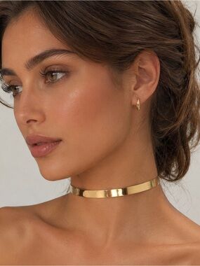 Classic Gold Metal Choker Necklace - Women's Statement Jewelry
